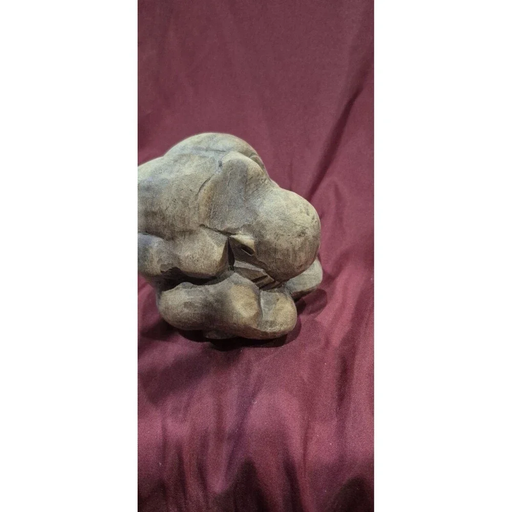 Hand Carved Weeping Buddha Orang Malu Wood Sculpture Yogi Figure 4x4.5 Vintage